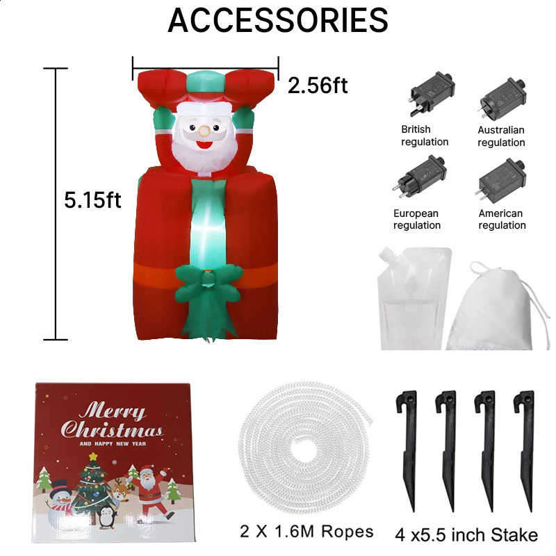 Up and Down pumping Inflatable Outdoor Santa Claus with Cover Gift Box 15M Blow Up Christmas Decoration 2025 Party Yard Decor 251015