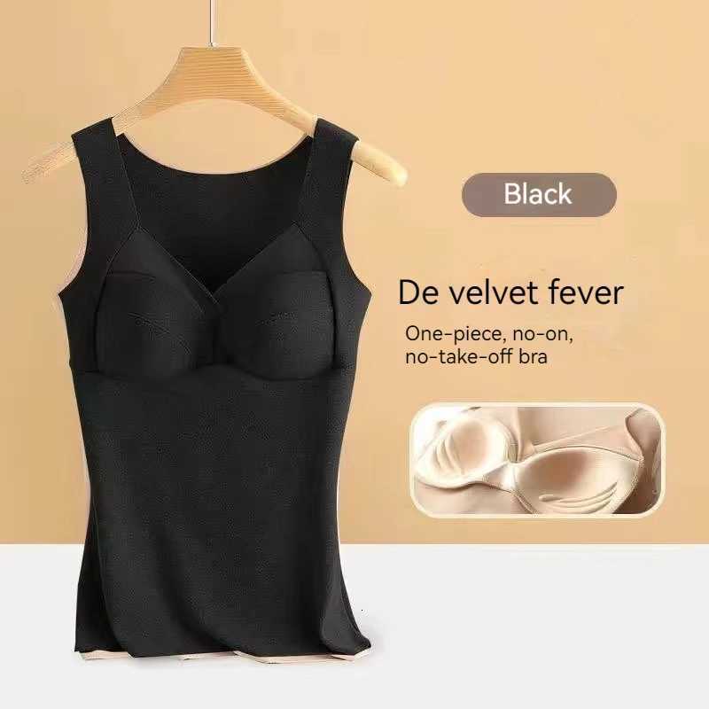 Autumn and Winter Warm Tank Top Womens Hanging Strap with Plush and Thickening De Rong Heaty Large Underlay Traceless UnderwearT251020