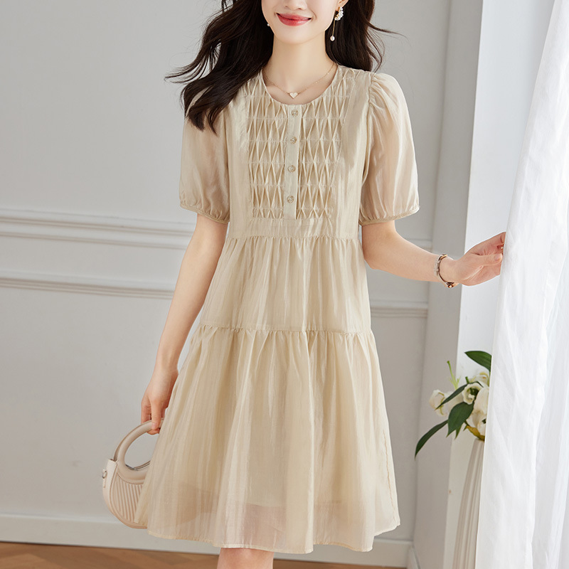 K888 New Tencel dress women's mid-length skirt summer new waist slim A-line skirt