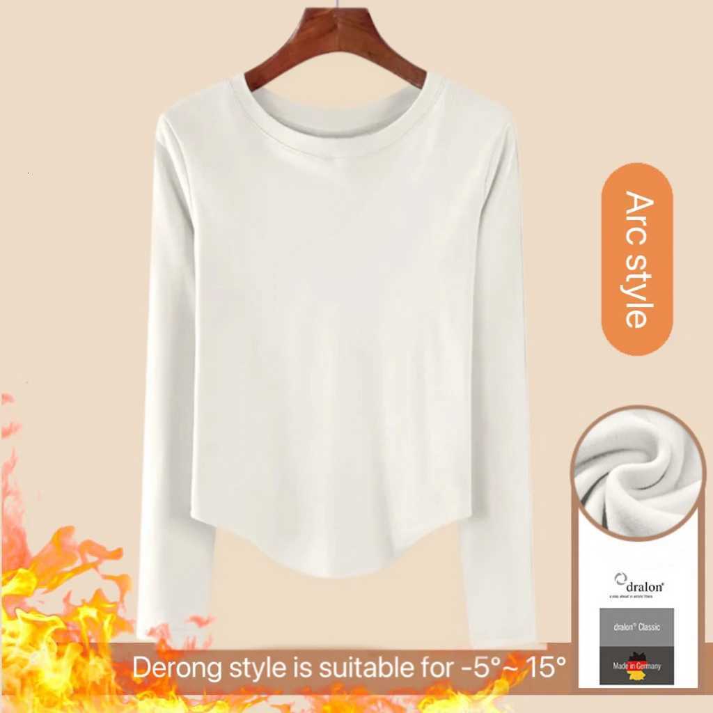1pcs Women Autumn Winter Longsleeved Tshirt Lady Thermal Underwear Thick Velvet Slim Fit Fashion New Style Roundneck TopT251020