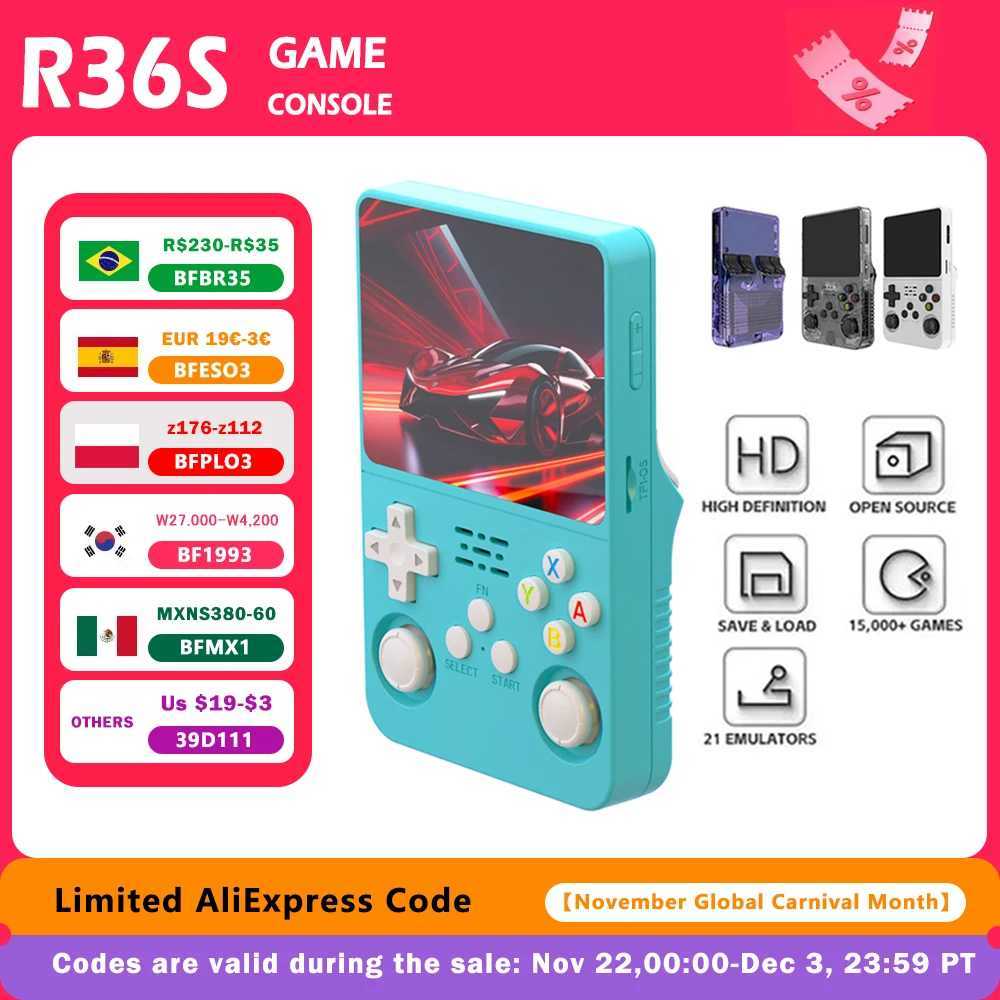 R36S Retro Handheld Video Game Console Linux System 35inch IPS Screen Portable Handheld Video Player 64GB 15000 Games J251120