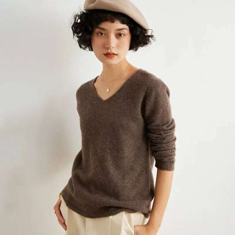 Women's Hill Cashmere V-Neck Sweater Loose Fit Autumn Winter Bottoming Shirt Warm Cozy Knitwear For Casual Wear 251020 251020