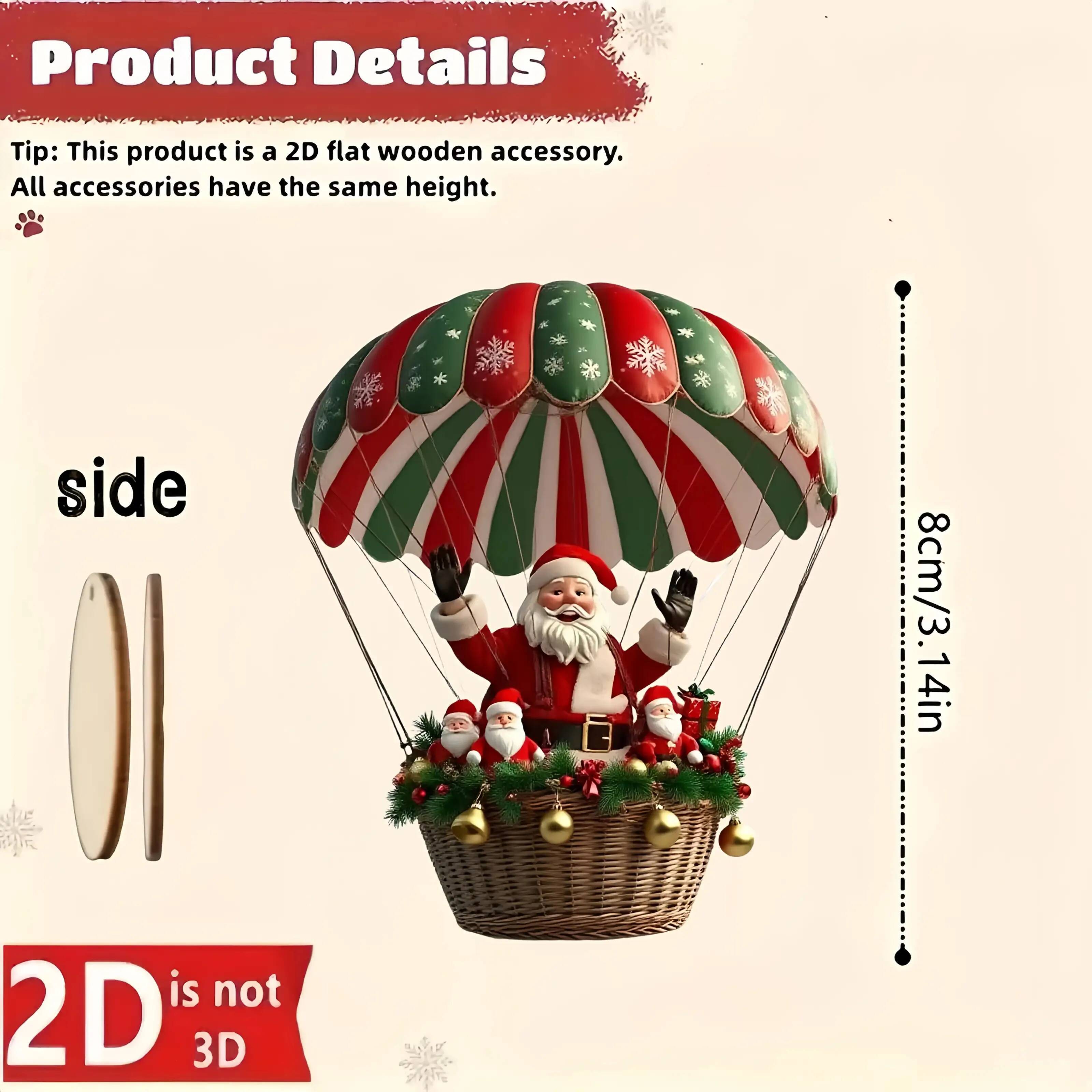 A Set of 10Pcs Santa Claus Parachute Series Handmade Wooden Hanging Ornaments - Perfect Holiday Gift Decoration for Home and Garden ddmynov