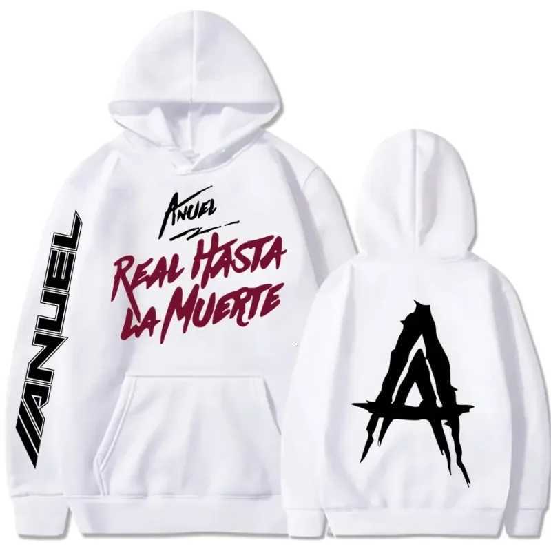 Autumn Fleece Mens Hoodies Anuel AA Real Hasta La Muerte Print Sweatshirts Streetwear Rapper Loose Pullover Casual Hooded Tops W251020