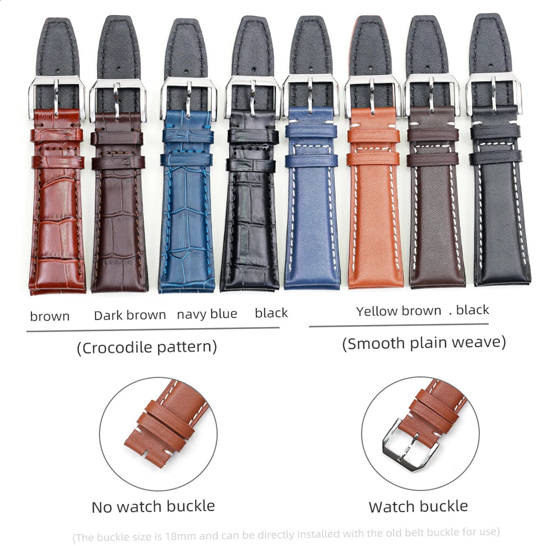 22mm 20mm Genuine Leather Alligator Texture Watch Band for IWC Portofino Mens Watch Soft Comfortable Replacement Strap 251016