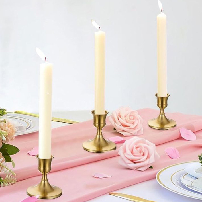 Brass Gold Taper Candle Set Vintage Metal Candlestick Holders for Dinner Room Table Centerpiece or Mantel Wedding Party Decor H260310
