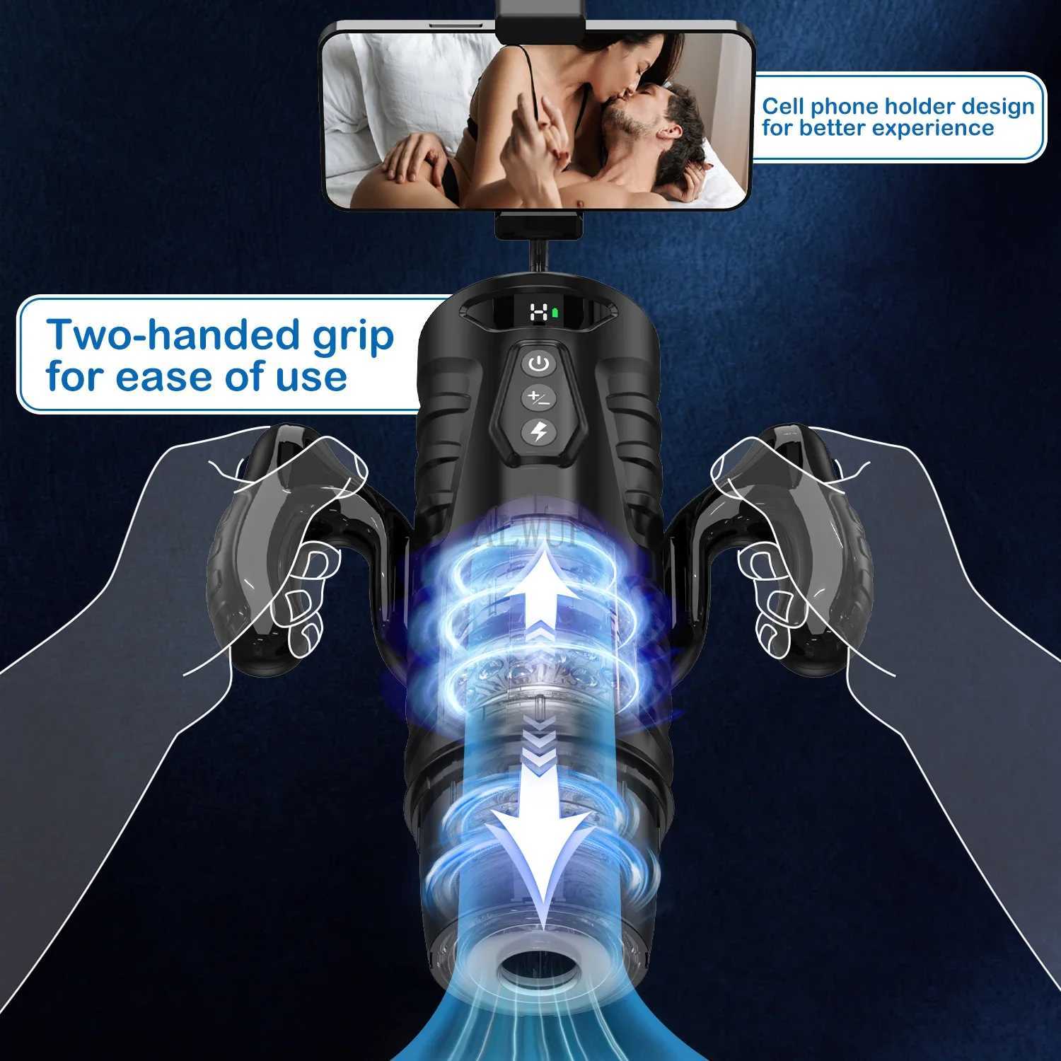 Automatic Telesic Male Masturbator 7 Thrusting Rotating Modes Pocket Pussy Blowjob Sex Mane Penis Pump Piston Mastubator W251020