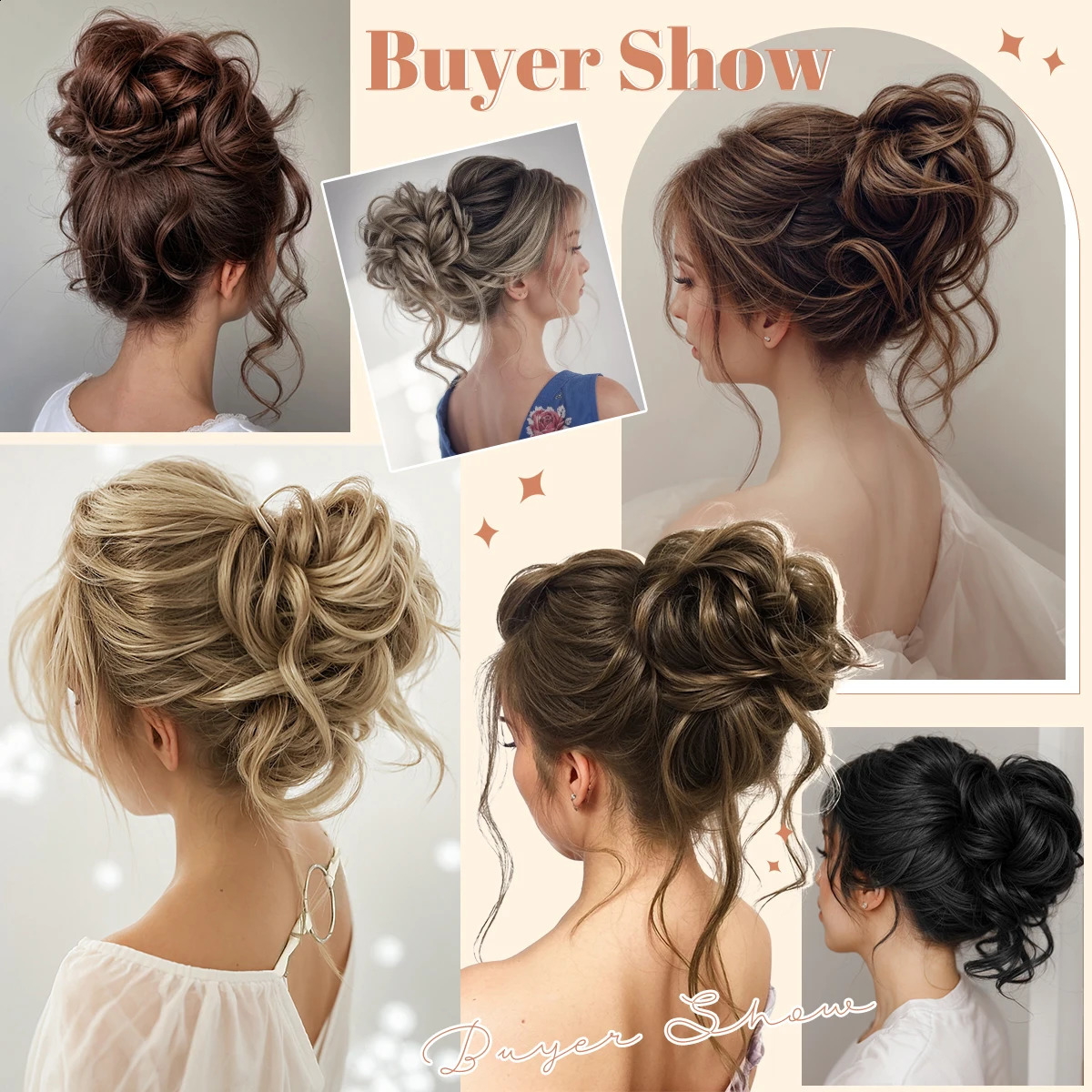 Synthetic Messy Hair Bun Curly Elastic Scrunchies Hairpieces Chignon Extensions Donut Updo Black Blonde Hair Pieces for Women 251011