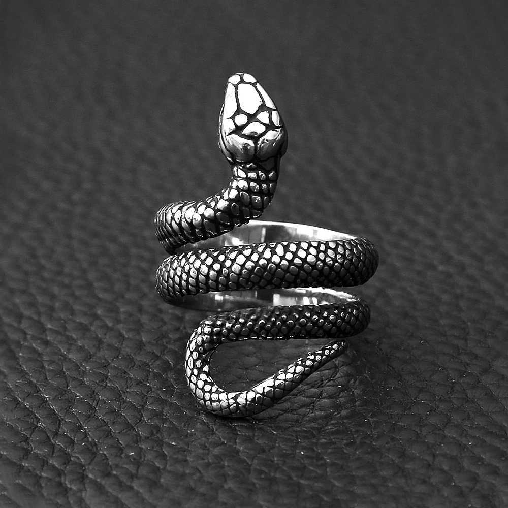 Fashion Vintage 316L Stainless Steel Snake Rings For Men Women Punk Cool Animal Ring Party Couple Amulet Jewelry Gifts J251020