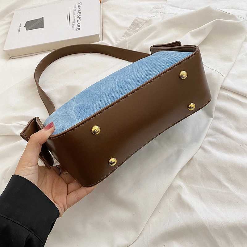 2022 Fashion Women Pu Leather Handbag Large Capacity Denim Shoulder Bags For Women Casual Zipper Clutch Phone Sac Crossbody BagsT251020