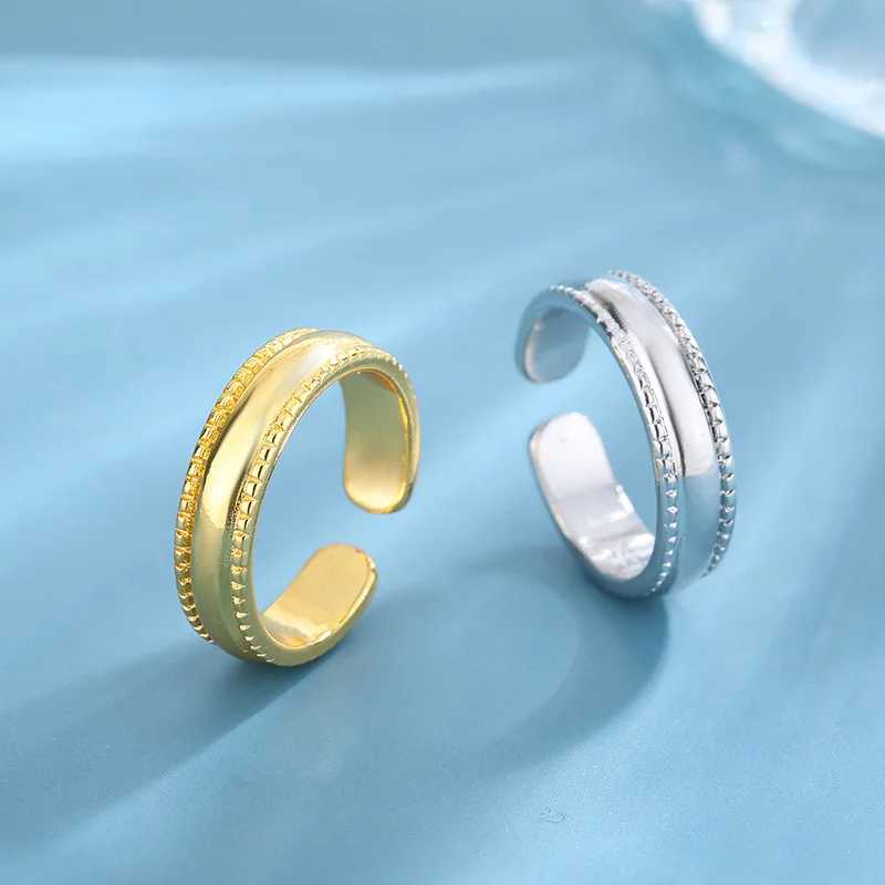 Womens Jewelry 925 Sterling Silver Simple Adjustable Rings For Women Couple High Quality Accessories Prevent Allergy J251020