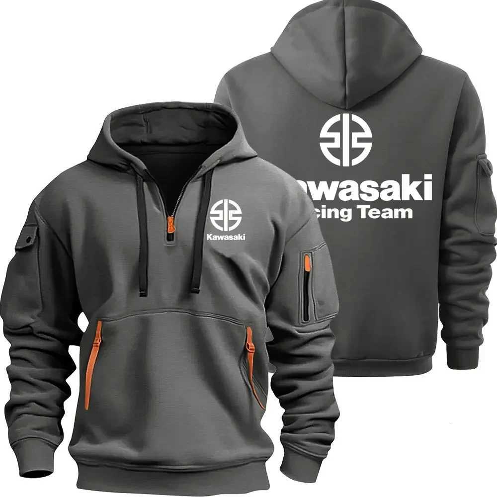 Kawasaki Motorcycle Racing Team Men Half Zipper Hoodie Spring Autumn Male Sweatshirt 2025 New Sport Pullover Clothes W251020