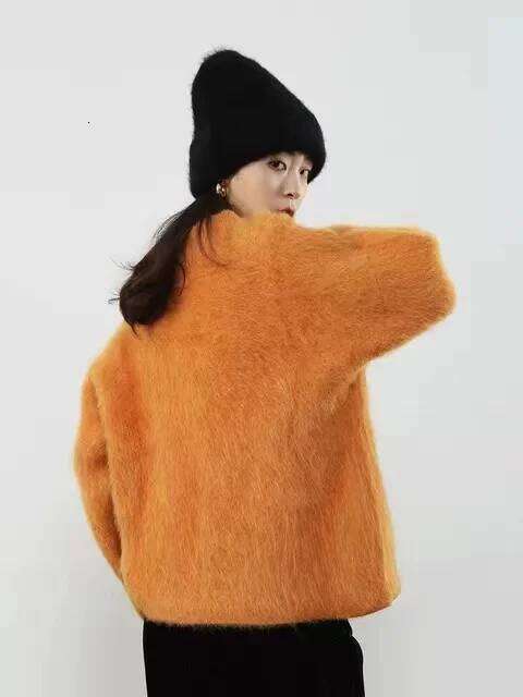 Angora Round Neck Mink Cashmere Loose Pullover Fluffy Soft Warm Women Knitted Long-Sleeved Thickened Sweater Jz143 251020 251020