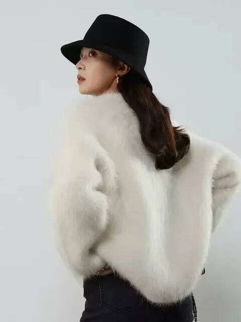 Angora Round Neck Mink Cashmere Loose Pullover Fluffy Soft Warm Women Knitted Long-Sleeved Thickened Sweater Jz143 251020 251020