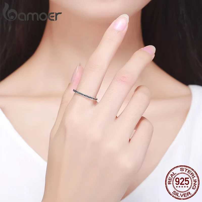 BAMOER Authentic 925 Sterling Silver Dazzling CZ Stackable Rings for Women Wedding Jewelry Mother Gift SCR114 J251020