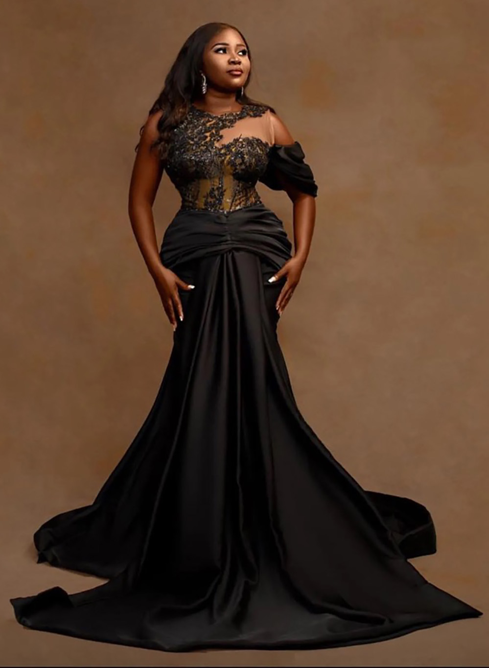 Prom Gown Black Evening Dresses Party Girls Pageant Graduation Formal Mermaid Beaded Crystal Zipper Lace Up Custom New O-Neck Sleeveless Elastic Satin