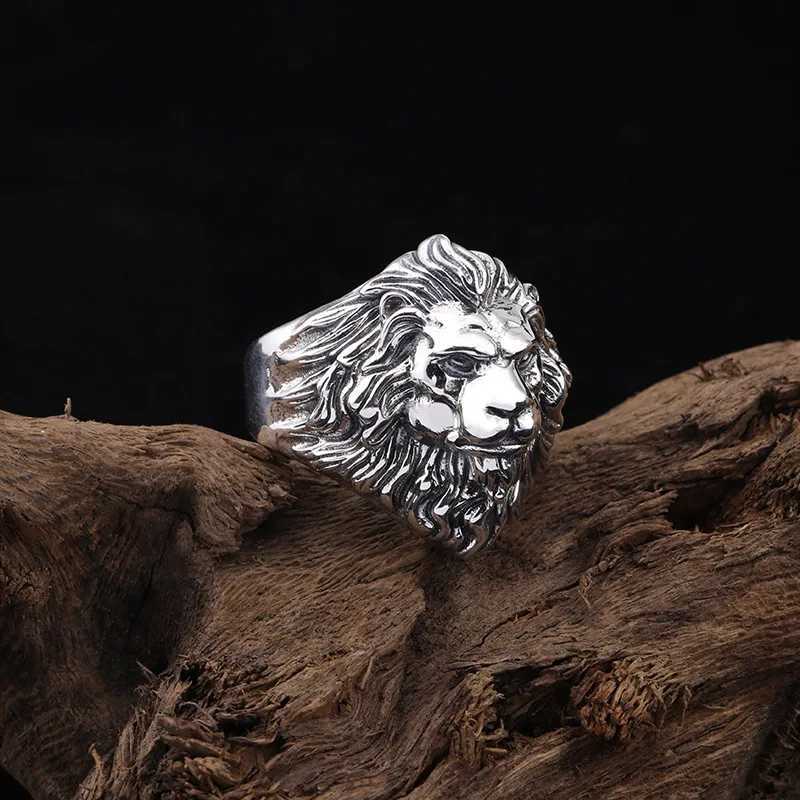 Retro Lion Head Large Ring For Men Silver Color Punk Gothic Open Ring Handmade Jewelry Rock Hiphop Biker Accessories Man Gift J251020