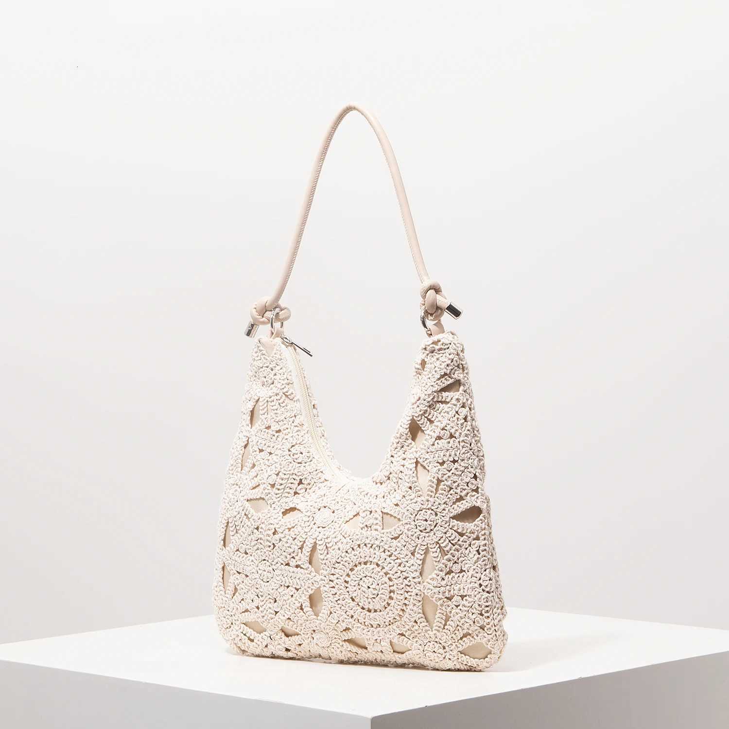 Pattern Hollow Woven BagBoho Beach Bags Premiun Style Shoulder Bag For LadiesVacaition Outfits WomenTravel Must HavesT251020