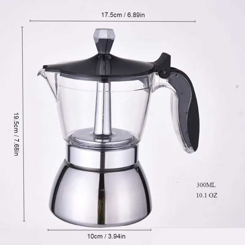 Transparent Moka Pot 46 Cups Household resso Italian Coffee Brewing Kettle for Electric Stove Stainless Steel Moka Pot Y251020
