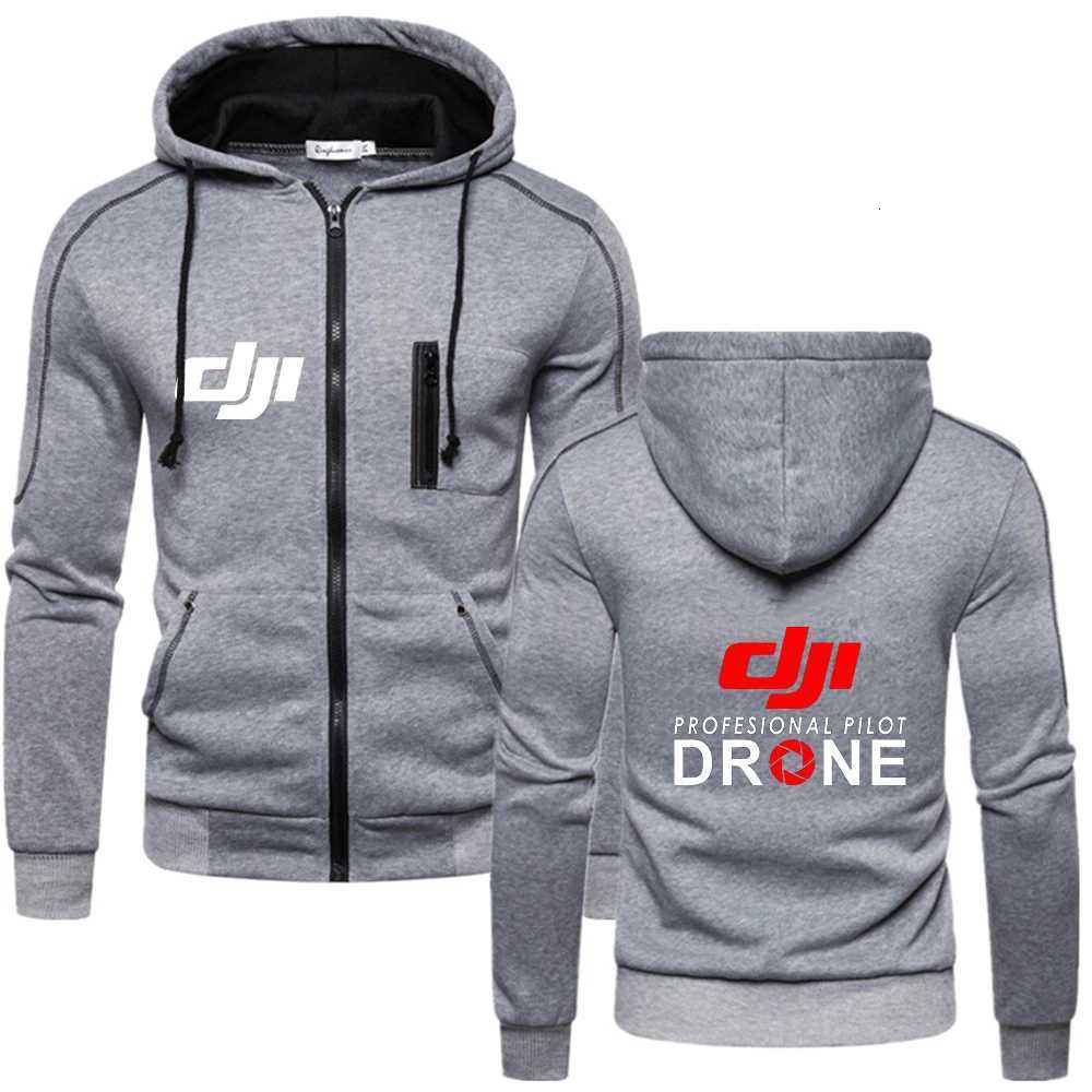 Dji Professional Pilot Drone Printed Mens Hoodie Warm Hooded Sweatshirt Coat Tops Jacket Outwear Zip Up Jumper Sweater W251020