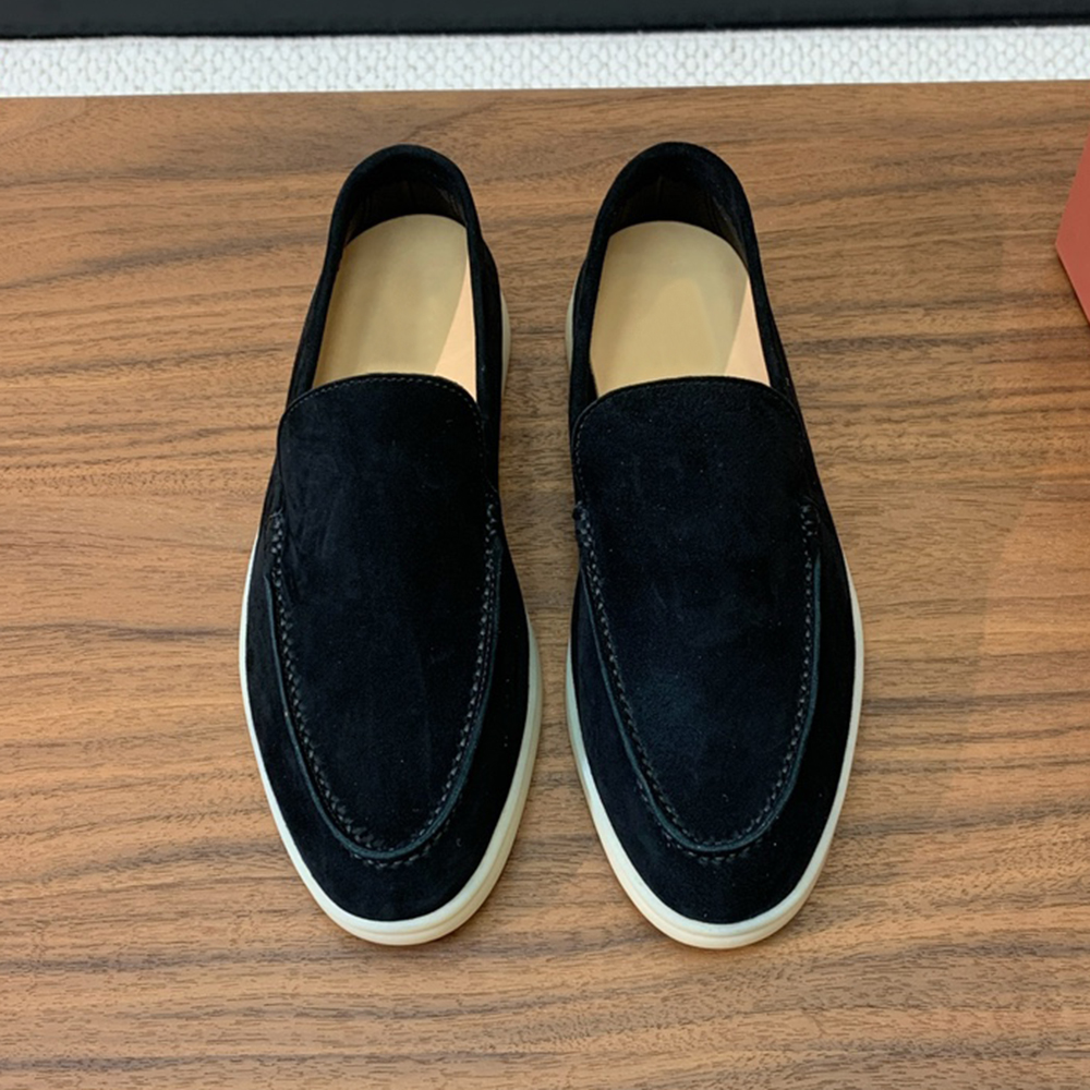 Men loafers designer dress shoes for women luxury mules suede moccasins genuine leather casual office shoe apricot black