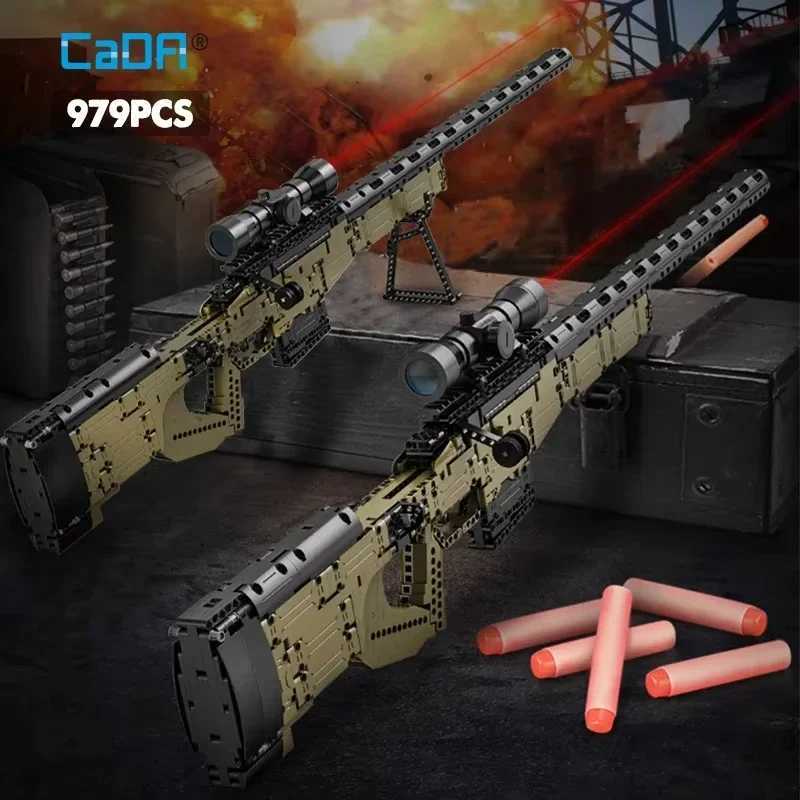 Cada 979Pcs Ci Technical Police Military Weapon M Sniper Rifle Building Blocks ModelWW2 STEM Educational Toys Kids GiftsXJ251020