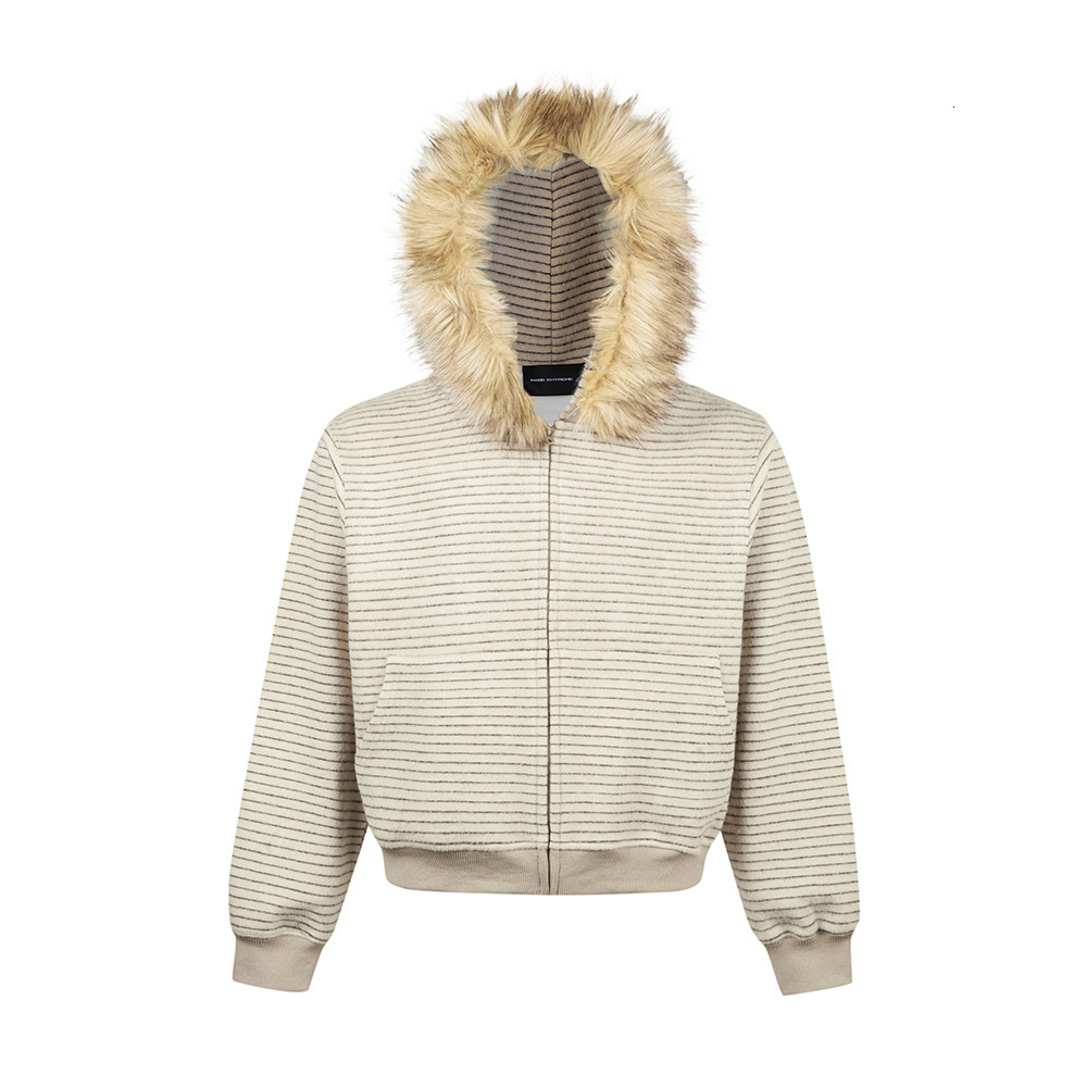 EME Early Autumn New Striped Fleece Comfortable Commuting Daily Designer Hoodie Jacket Tracksuit Men Polo Veste Coat Zipper Casual Hooded Loose Boxy S
