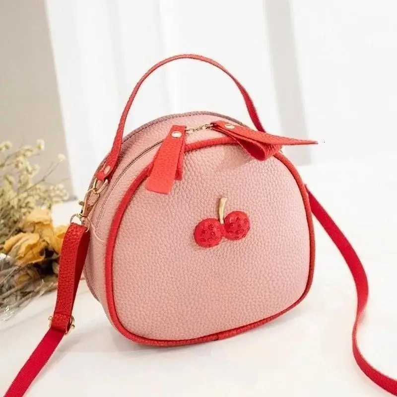 Fashion Cherry Pattern Sweet Girls Small Round Bag Handbag Simple Casual Student Mini Travel Backpack Handbags Shoulder BagsT251020
