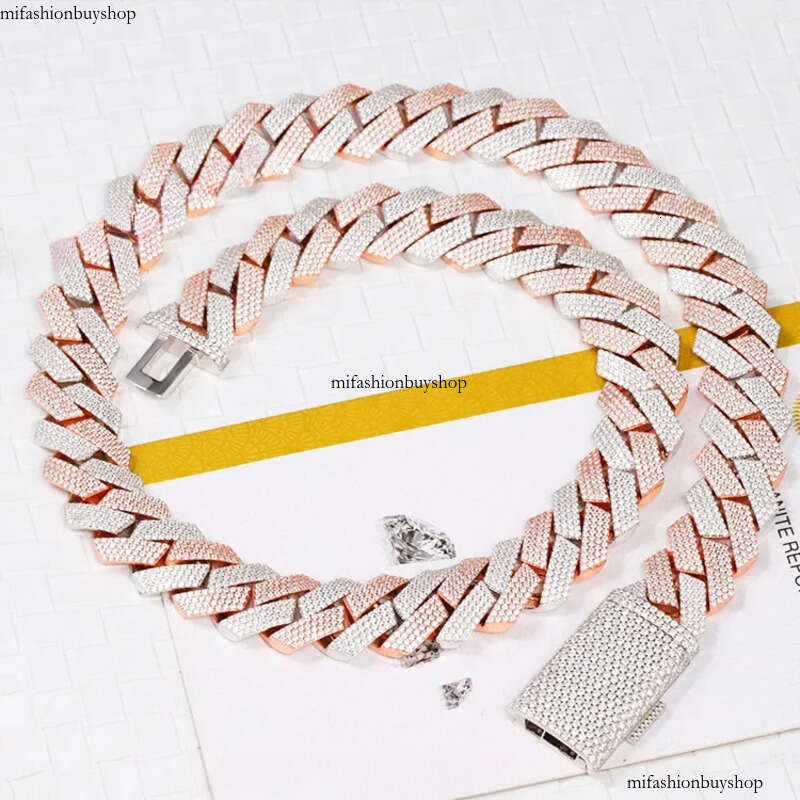 Yy New Arrived 20mm 4 Rows Cuban Link Chian Moissanite Pass Dia Tester Sier Fine Jewelry Necklaces for Men