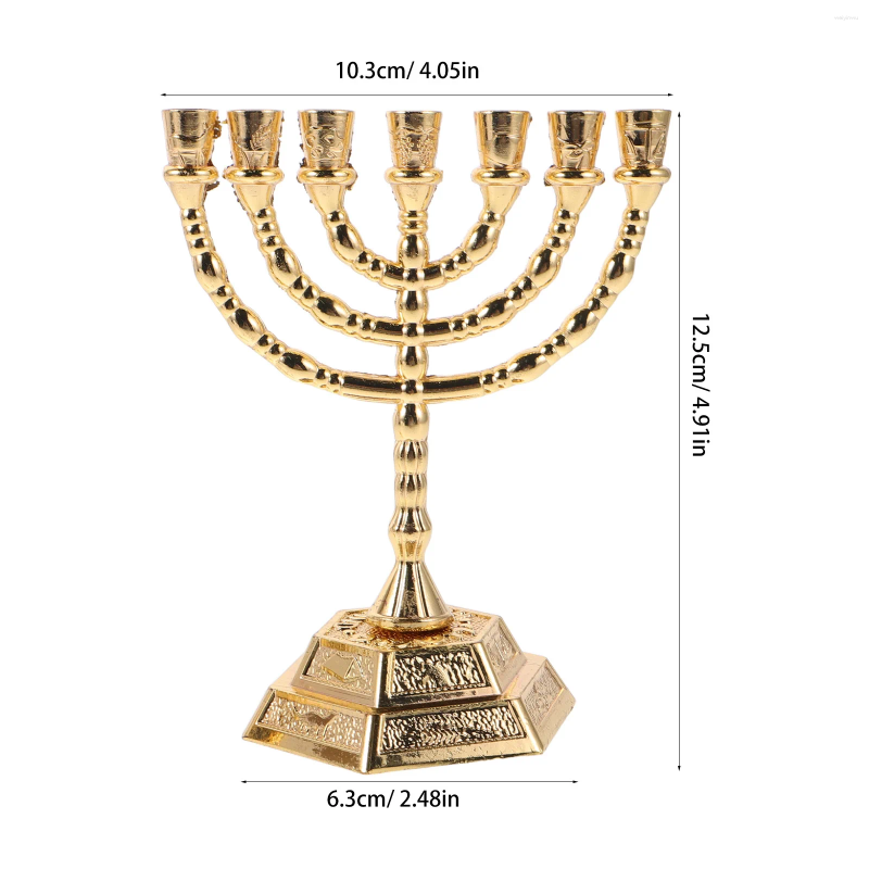 Candle Holders 1 Set 7 Branch Menorah Holder Golden Vintage Candelabrum For Hanukkah Shabbat Table Centerpiece Decorative Jewish H260310