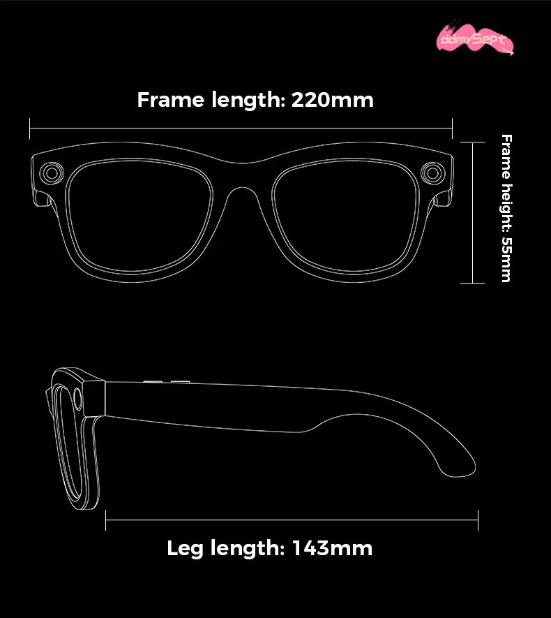 Smart Glasses with Camera: HD 1080P Video Capture Sunglasses | Polarized Lens, Security & Sports DVR Camcorder ddmysept Z260306