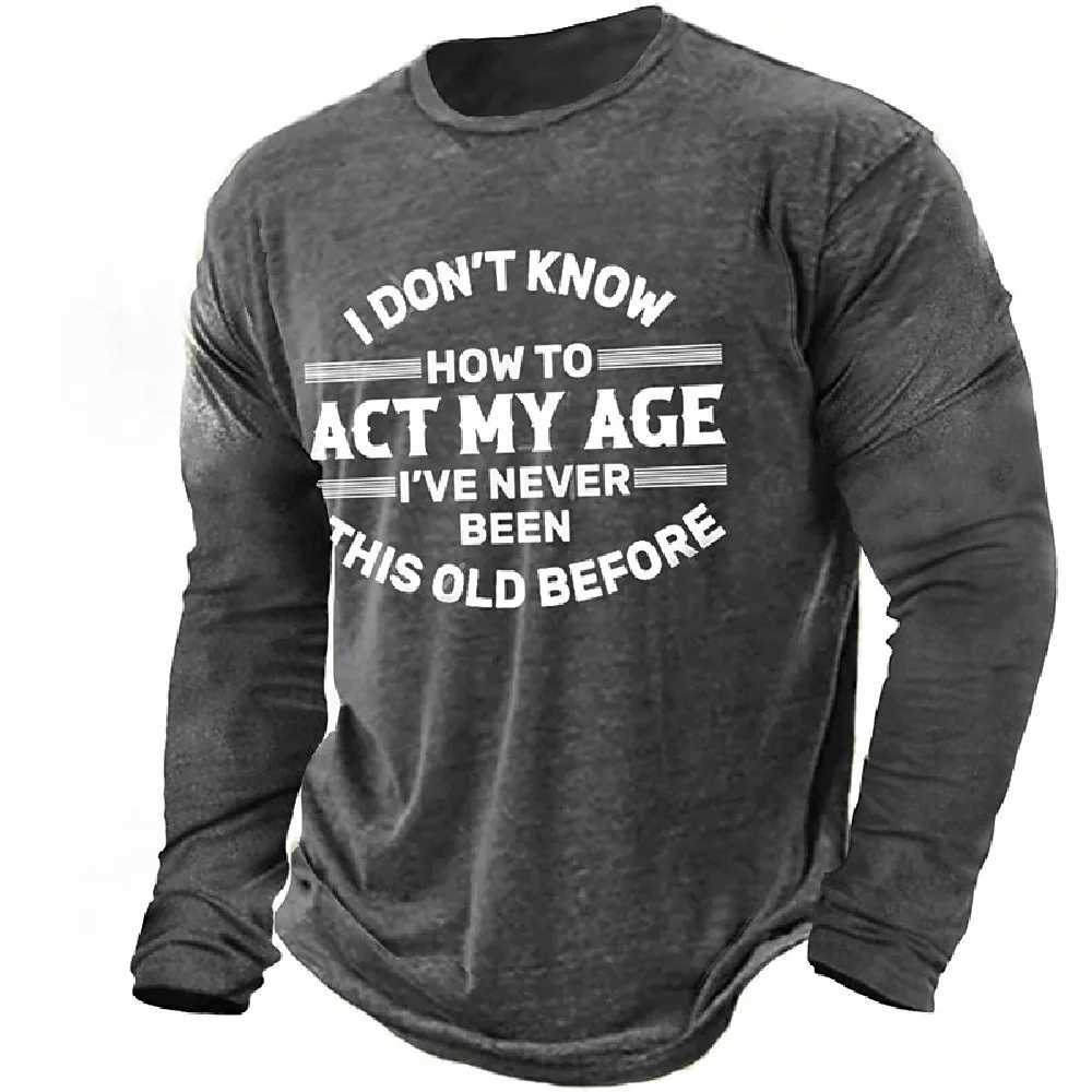 Vintage TShirts For Mens Print Cotton Long Sleeve T Shirt Overzied Fashion Clothes Streetwear Casual Top Tee Shirt Men ClothingXJ251020