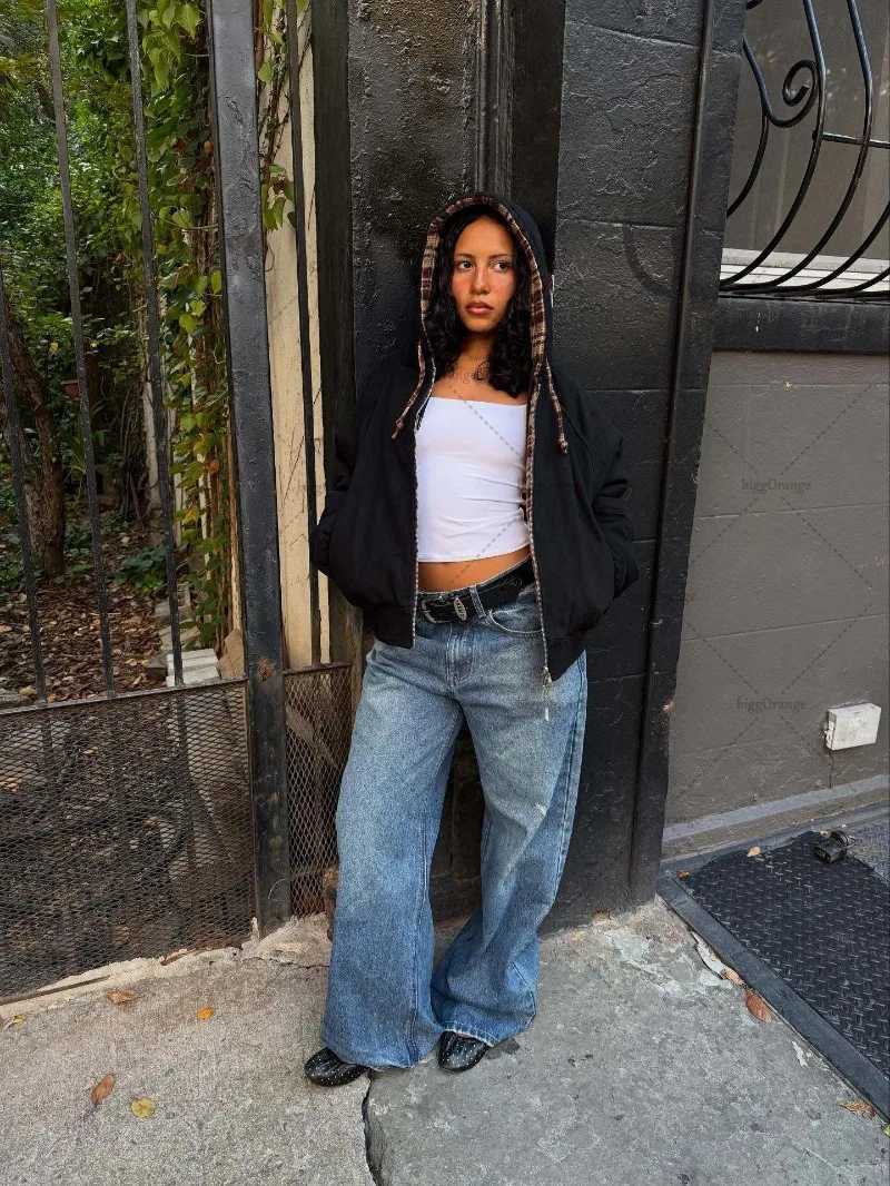 2025 Streetwear Punk Hiphop Oversized Zipper Hoodie Men Casual Rock Y2K Trendy Harajuku Doublesided Loose Sweatshirt Women W251020