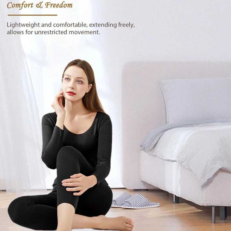 Winter Long Sleeve Bottoming Top Thermajane Long Johns Thermal Underwear for Women Soft Base Layer Pajama Set for Cold WeatherT251020