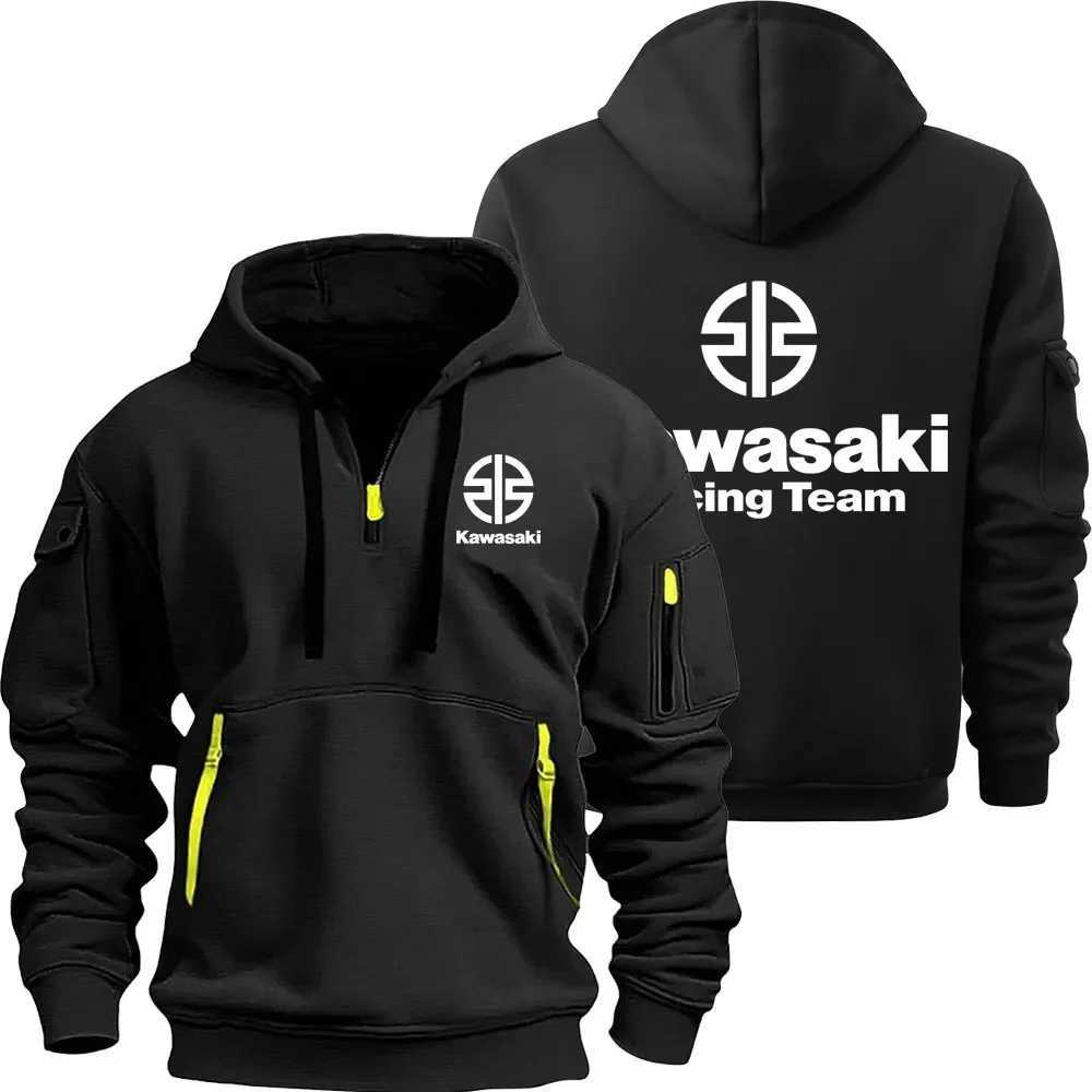 Kawasaki Motorcycle Racing Team Men Half Zipper Hoodie Spring Autumn Male Sweatshirt 2025 New Sport Pullover Clothes W251020