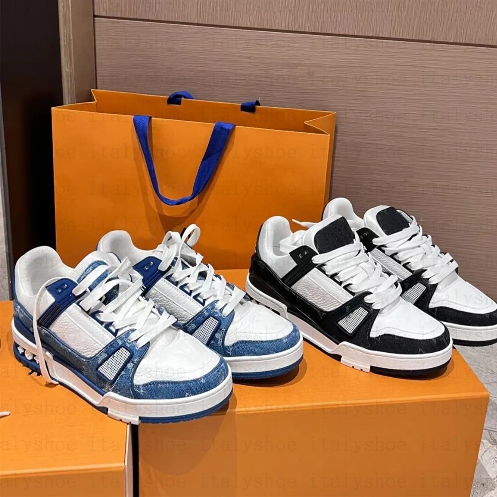 Designer Shoes Virgil Skate Trainer Sneakers Men Women Dress Shoes Embossed Skates Flower Calfskin Leather Denim Luxury Letter Dermis Low Platform Mens Trainers