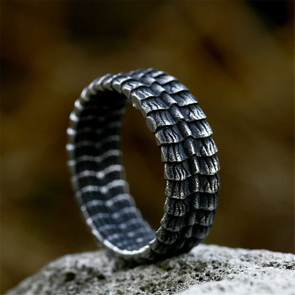 Norse Mythology Ouroboros Finger Ring Mens Antique Stainless Steel Vikings Midgard Serpent Jormungand Male Scandinavian Jewelry J251020
