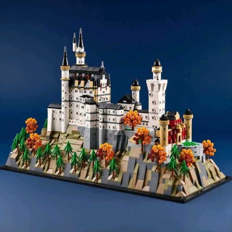 MINISO Neuschwanstein Castle Architectural Model Kit 21063 European Castle Forest landscape Building Blocks Toy Christmas Gift Z251018