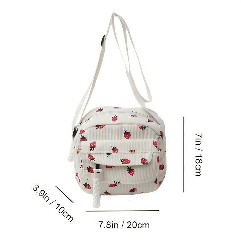 Lovely Grassy Shoulder Bag Strawberry Pattern Multipocket Phone Bag Casual Crossbody Bag Womens Makeup Bag Student BagT251020