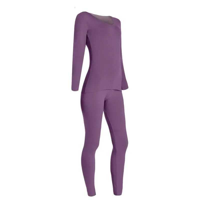 2PCS Womens thermal underwear set seamless fleece and thickened top base layer wearing coldproof long Johns inside autumnT251020