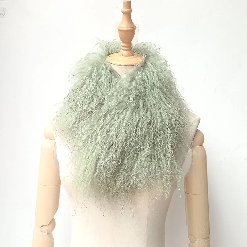Women Winter Short Real Mongolia Lamb Fur Scarf Fashion Warm Thick Genuine Tibet Fur Neck Warmer Female Blue Scarves 251011