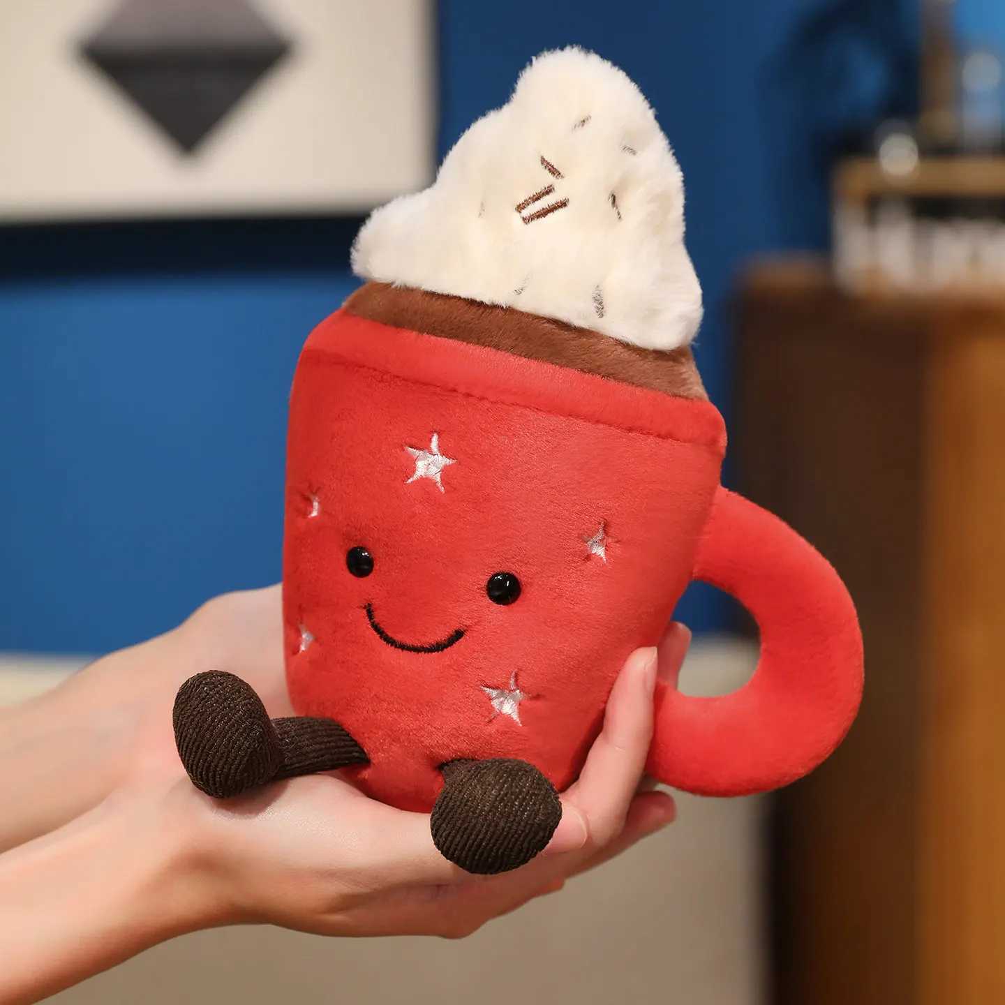 20cm Cute Ice Plush Toy Red Milk Tea Cup Stuffed Doll cartoon Ice CREAM Cup Plushie Girl Room Decoration Ornament Gifts J251020