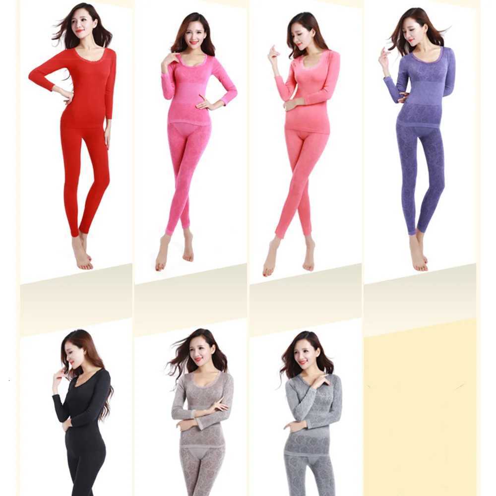 1set Lace Thermal Underwear Sexy Ladies Clothes Warm Winter Print Seamless Antibacterial Intimates Elastic Women Shaped SetsT251020