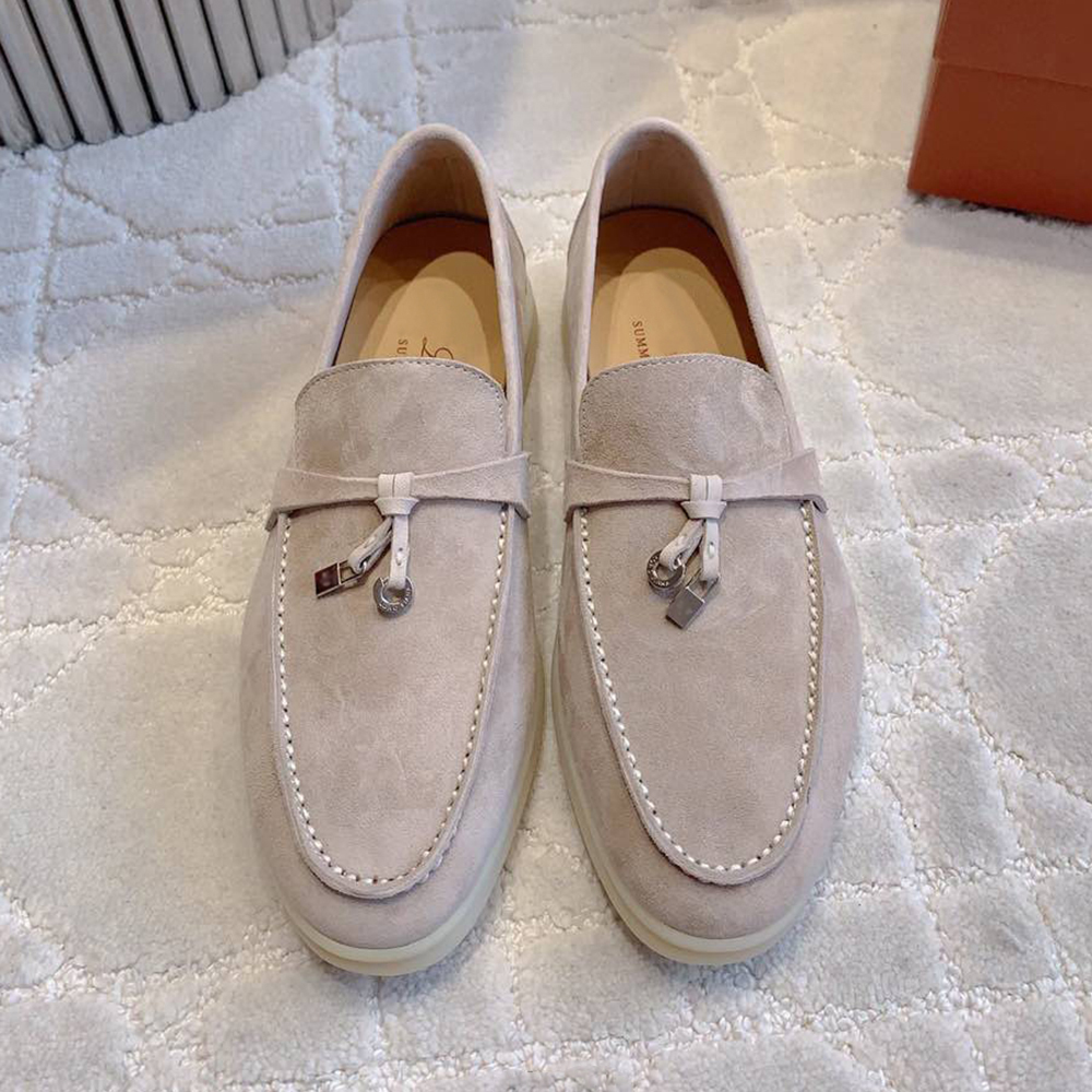 Women dress shoes designer loafers flat men casual shoe luxury moccasin slip on suede low top leisure shoes apricot black