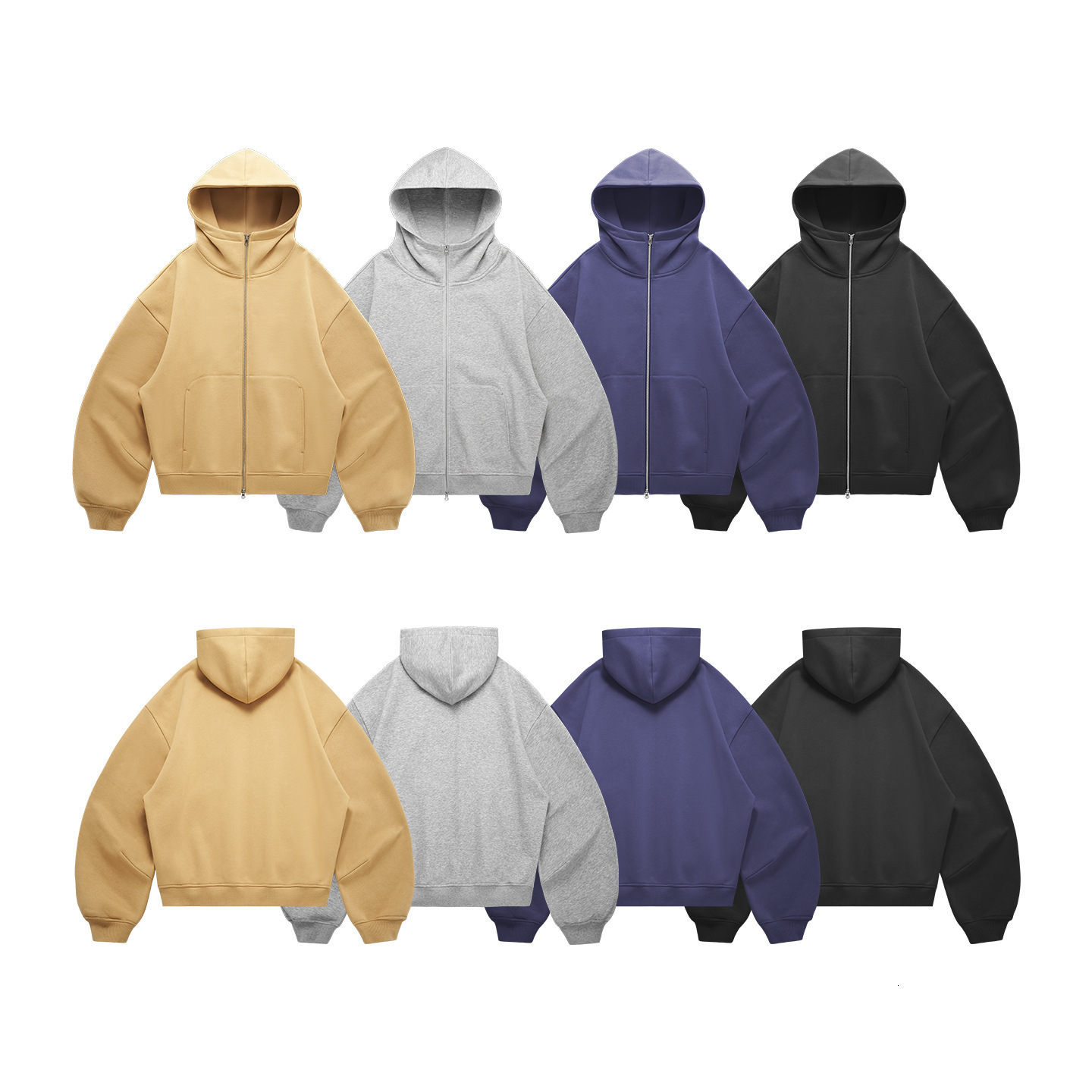 Jie Zhan Men's Clothing | Curved Designer Hoodie Jacket Tracksuit Men Polo Veste Coat Sleeve Boxy Hoodie 25 Autumn Winter New Eggshell Fleece Zip