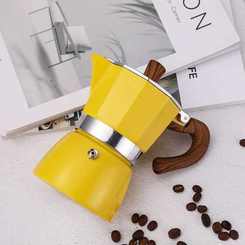 150300ML Mocha Coffee Pot Stovetop resso Maker Aluminum Silver Coffee Percolator He Moka Pot Camping Kitchen Utensils Y251020