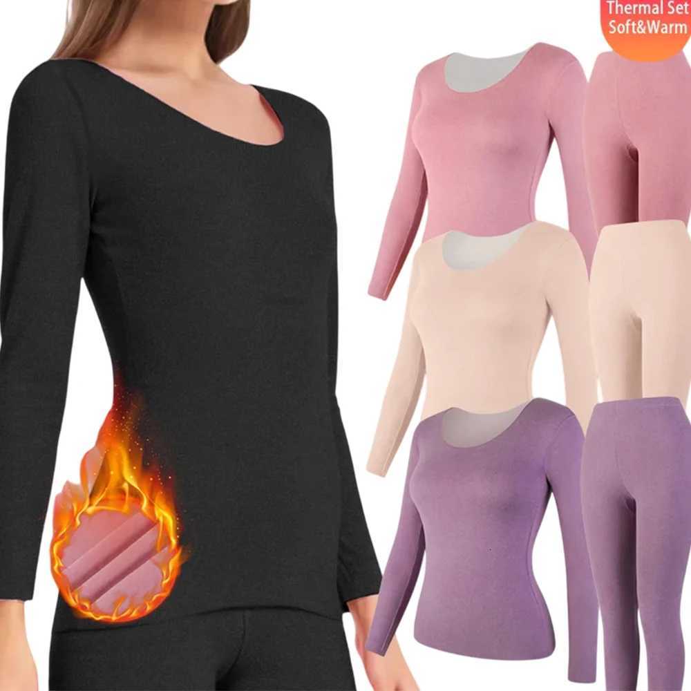 Winter Thermal Underwear Set For Women Fleece Lined Long Johns Seamless Warm Base Layer Top Bottom For Cold WeatherT251020