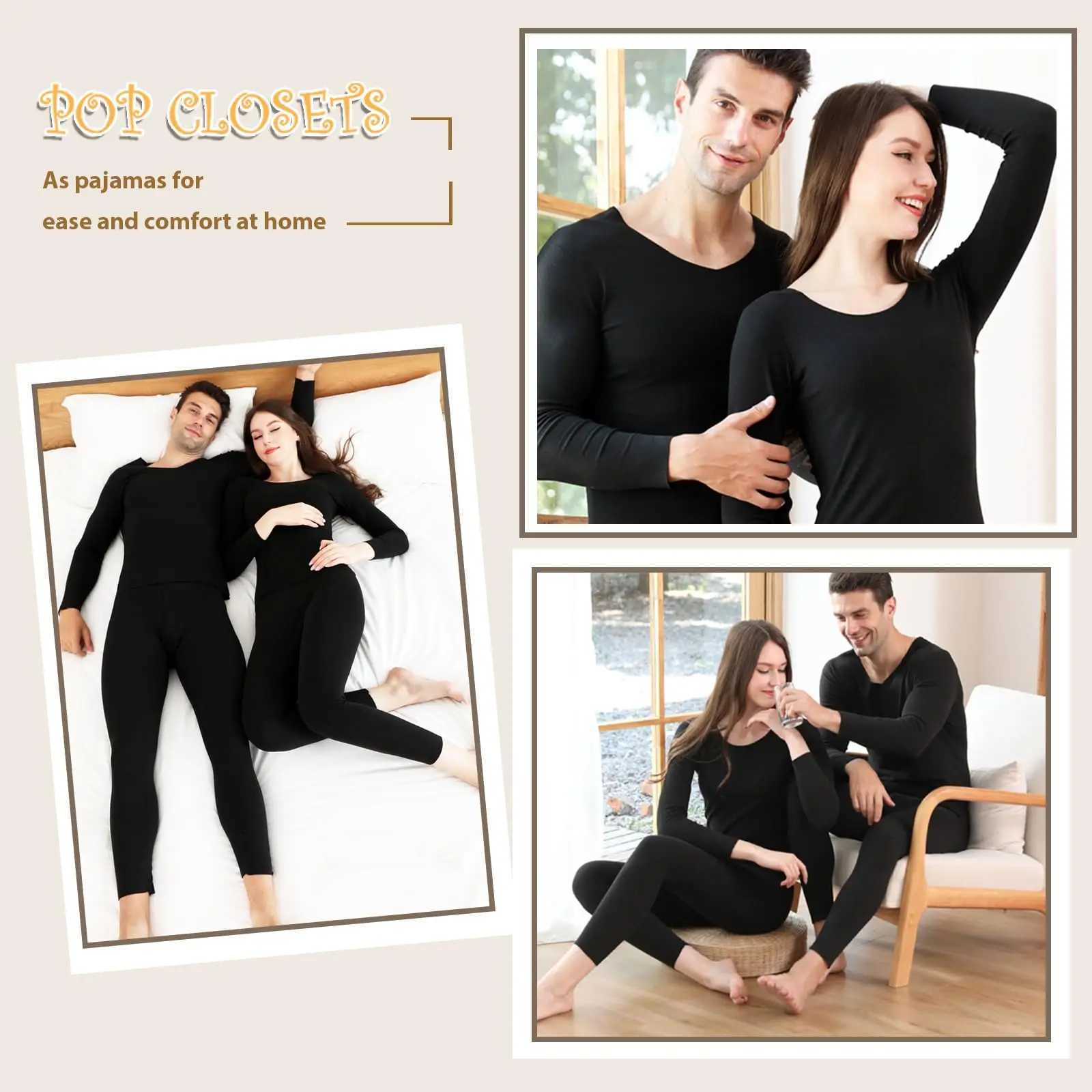 Winter Long Sleeve Bottoming Top Thermajane Long Johns Thermal Underwear for Women Soft Base Layer Pajama Set for Cold WeatherT251020