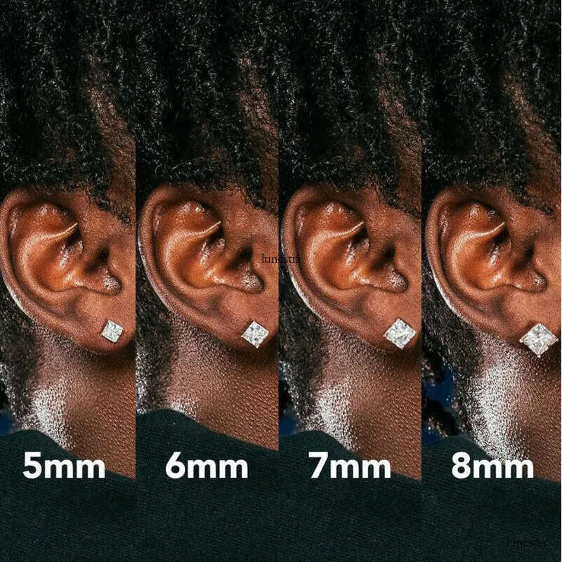 2024 Ins Top Sell Stud Earrings Simple Fashion Jewelry Sterling Sier Fill Princess Cut White 5A Cubic Zircon Party Women Wedding Earring Gift