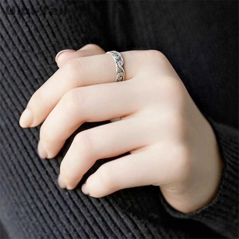 UiniTail hot new 925 Tibetan silver retro auspicious cloud opening ring simple personality cloud Chinese style jewelry JZ239 J251020